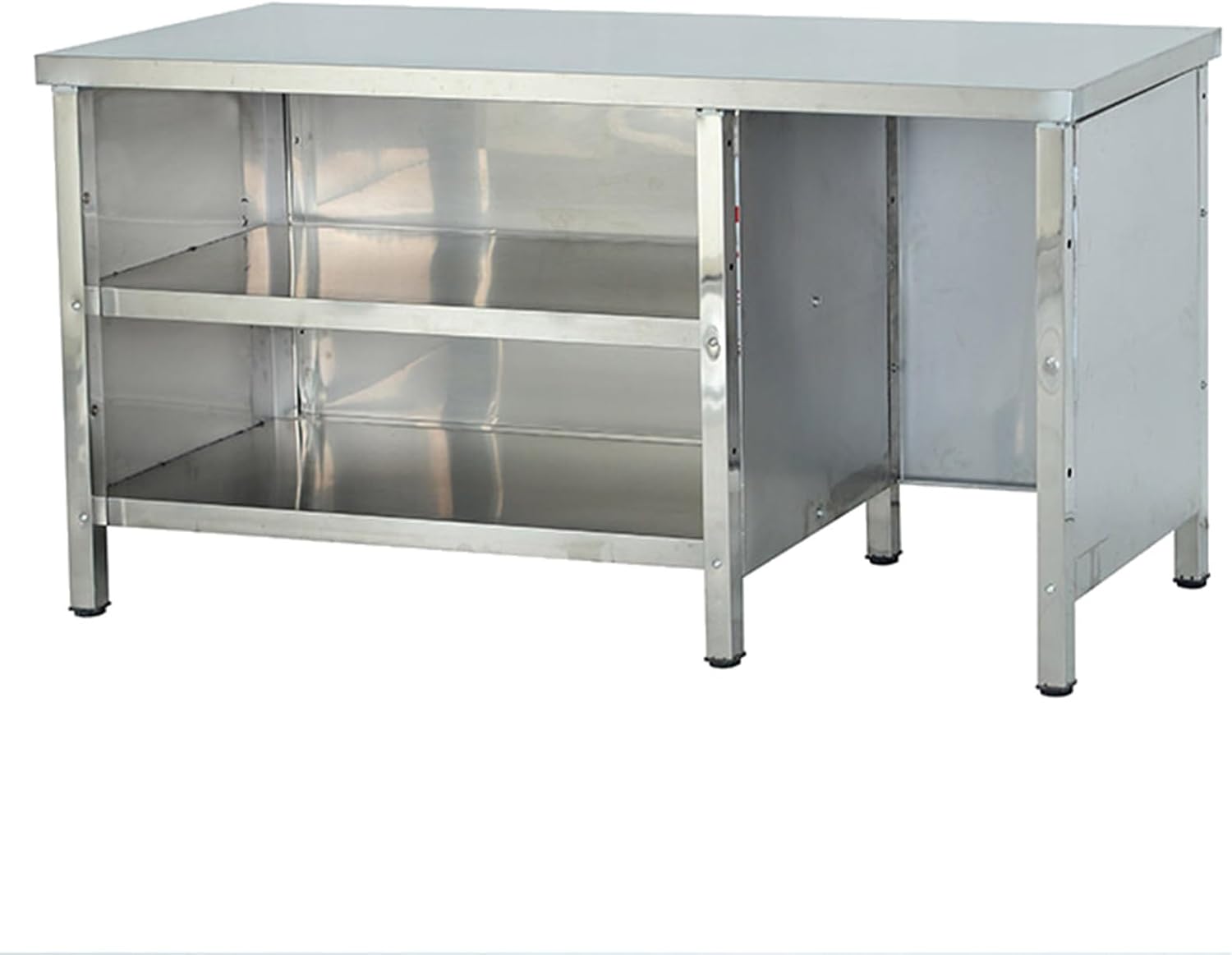 3-Tier Stainless Steel Workbench Gas Cylinder Storage Kitchen Work Table H80cm Adjustable Shelves with Non-Slip Feet 3-Sided Enclosure Panels Extra-Large Capacitility Reinforced Countertop