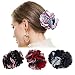 4 Pack Large Women Hair Clips Korean Beauty Ribbon Rose Flower Bow Jaw Clip Barrette Hair Claws