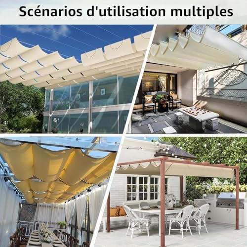 Voile d'ombrage à vague rétractable store intérieur réglable sur mesure anthracite 1x2m - 8