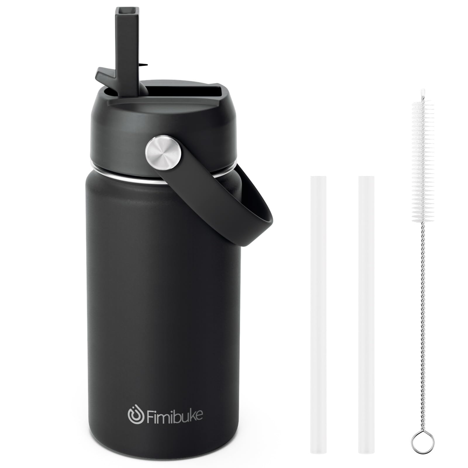 Fimibuke Kids Insulated Water Bottle, 14oz BPA FREE 18/8 Stainless Steel Travel Tumbler Double Wall Vacuum Leak Proof Kids Cup with Straw Metal Water