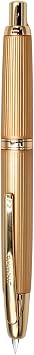 10 Press Fountain Pen for Office Use - Retractable Fine Nib & Ink Converter Set, Golden ClipF,Brushed Matt Gold