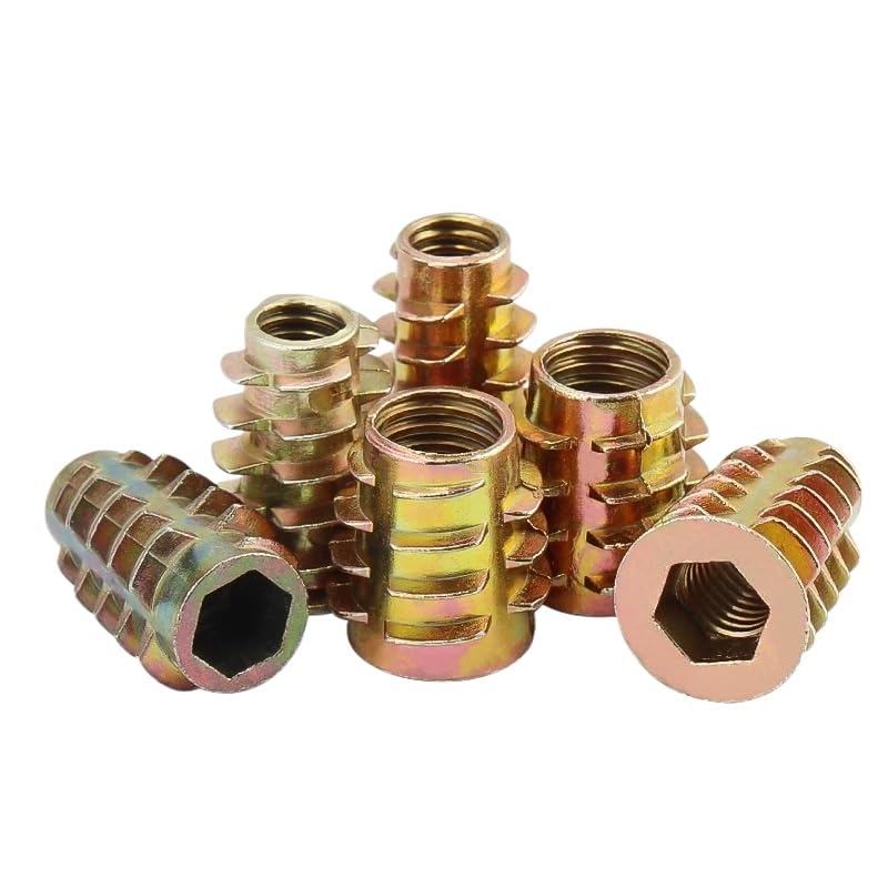 M4 M5 M6 M8 M10 Zinc Alloy Furniture Screws Embedded Nut Hex Thread Wood Inserts (200,M8 x 25mm)