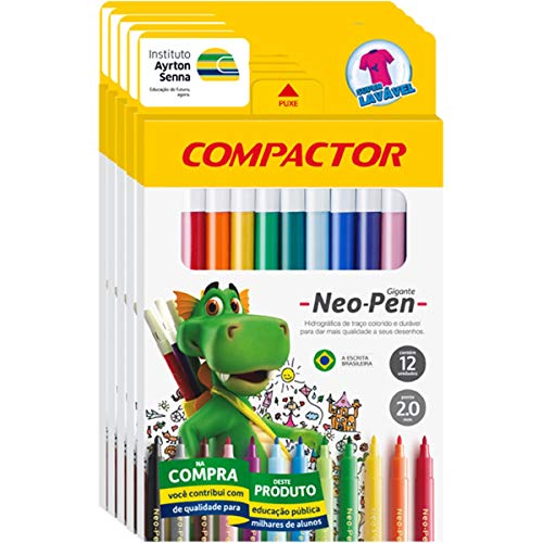 Caneta Hidrográfica, Compactor 00069, Multicor, Pacote de 5