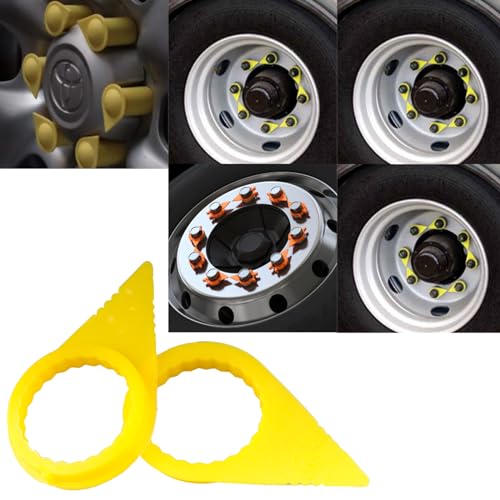 Image of Wheel Check Loose Wheel Nut Indicator for 22 23 24MM Nuts Replace High Visibility Yellow Nut Indicator, PU Material - 50PCS