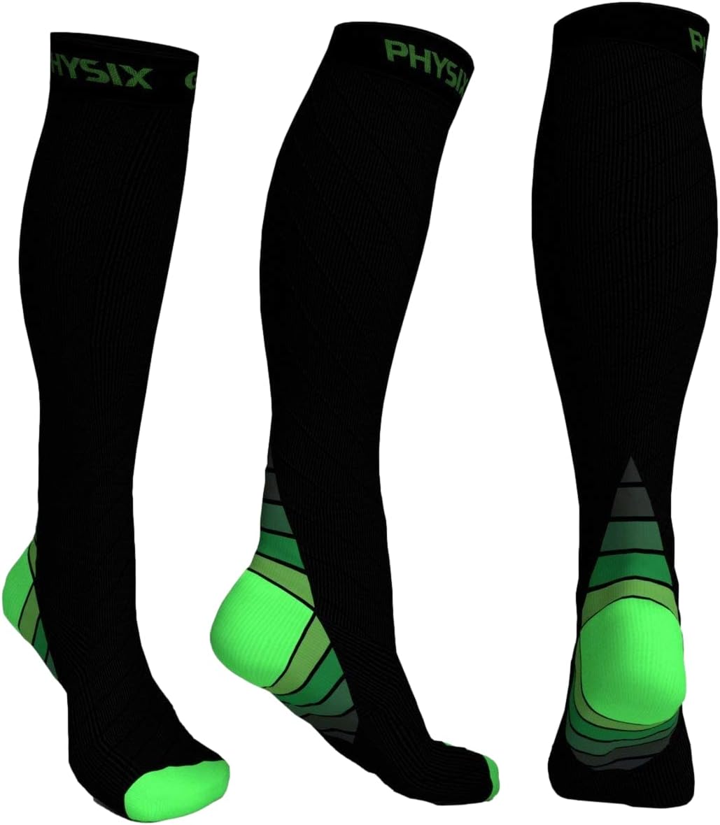 Physix Gear Sport Compression Socks for Men & Women 20-30 mmhg - Athletic Fit (1 Pair)
