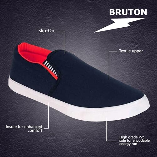 Image of BRUTON FITMAN Loafers Sneakers Slip-on Shoes for Men-Red