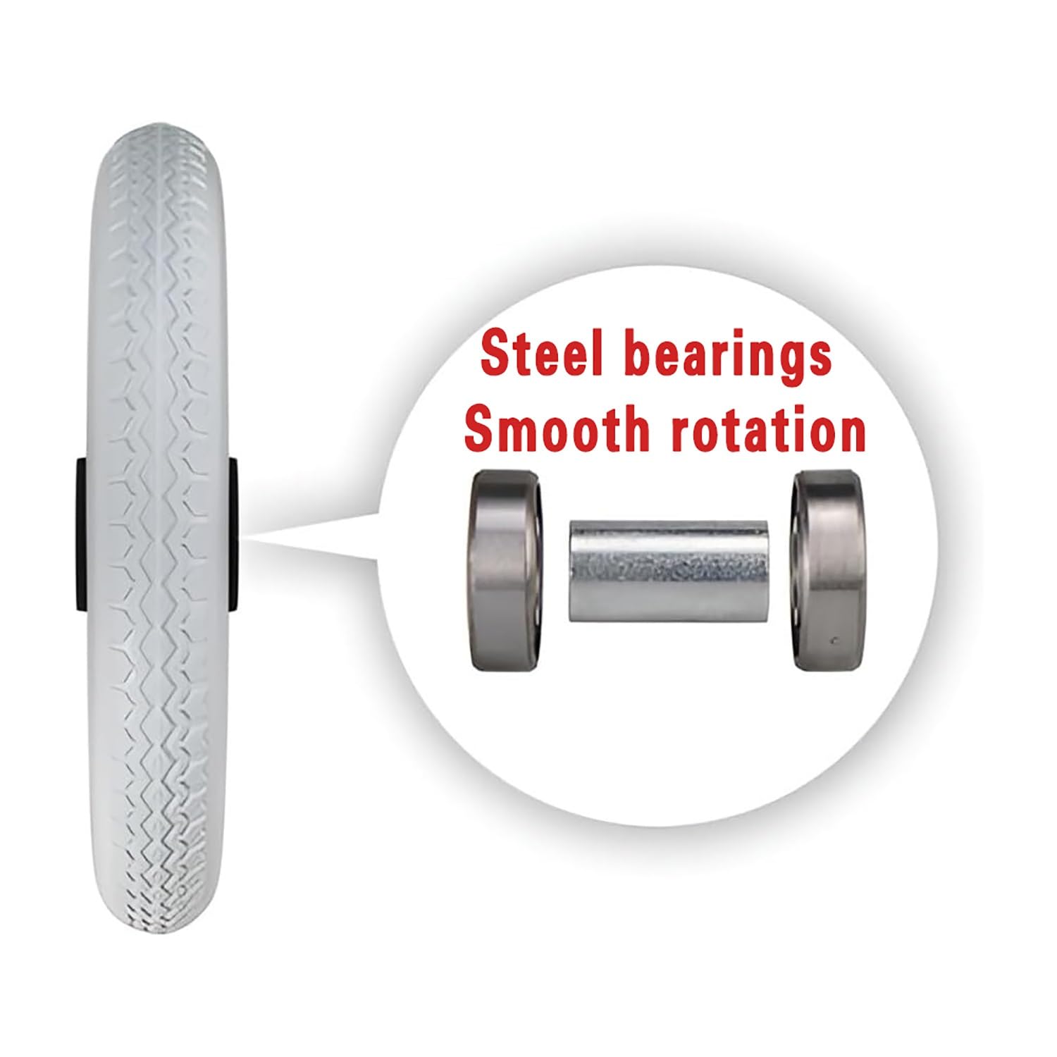 2 pcs Rueda Trasera de Recambio per Silla de Ruedas 12 pulgadas, Neumático de Repuesto de No Neumática PU Sólidas con Tornillos y Tapa Antipolvo(Black)