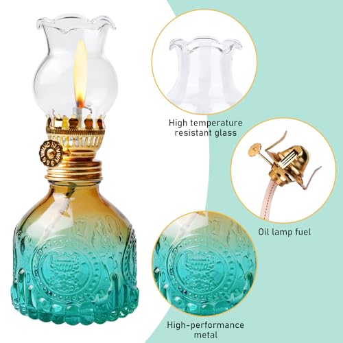 2 Stück Glas Petroleumlampe Für Innenräume, Öllampen Aus Glas, Petrollampe Vintage Petroliumöllampe Klassisches Petroleum Lampen Mit Verstellbarer Flamme, Für Wohnzimmer, Esszimmer, Dekorative