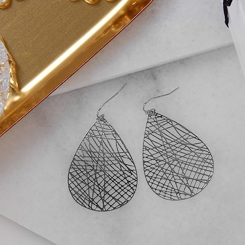 Silver Dangle Earrings For Women - Womens Earrings Dangling, Dangly Earrings, Silver Teardrop Earrings For Women, Silver Tone Silver Leaf Earrings, Silver Earrings Teardrop, Silver Earrings Boho #TOP6