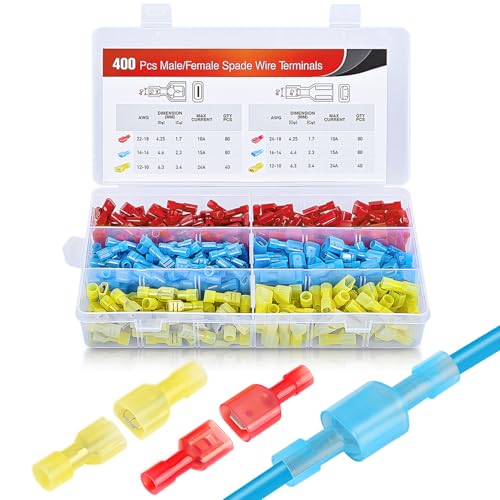 Nilight 400 Pcs Spade Terminals Nylon Quick Disconnect Male and F...