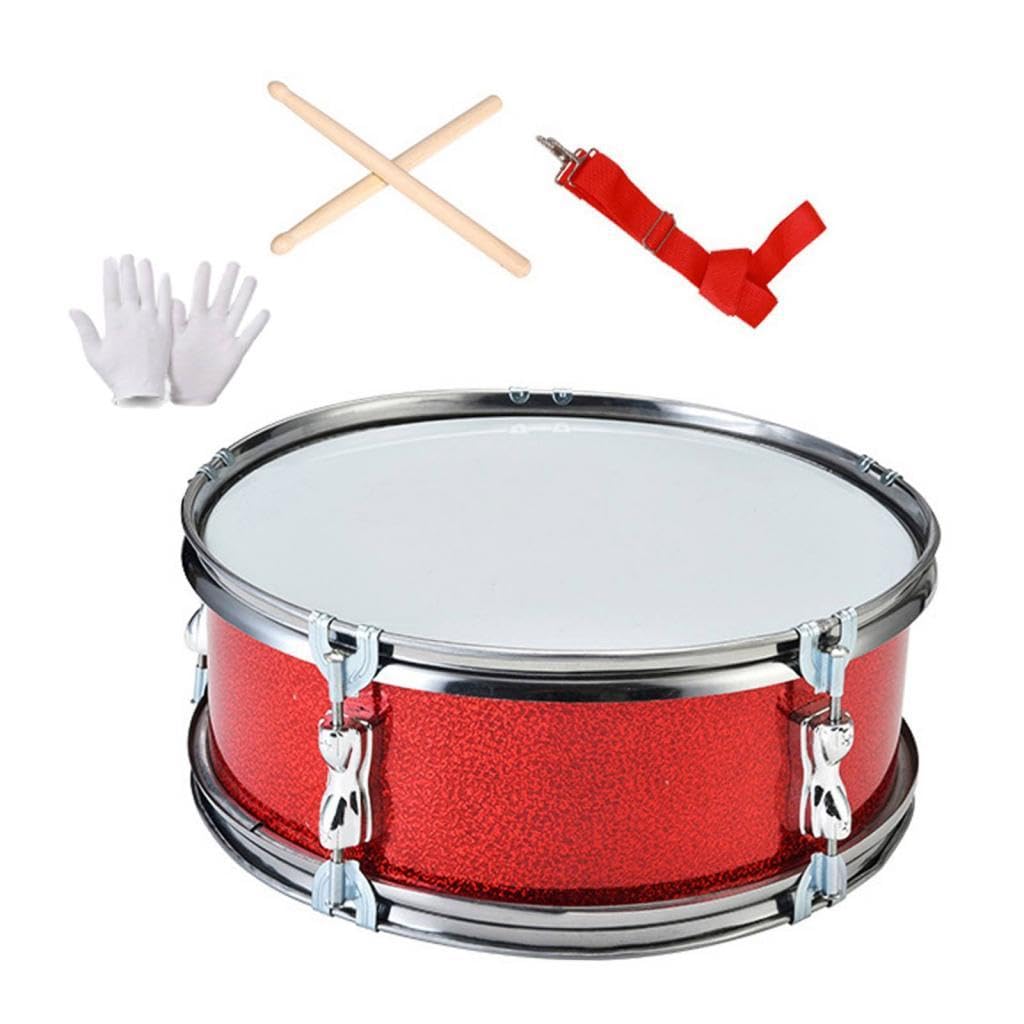 Caisse Claire de 11 Pouces avec Bandoulière, Instrument de Percussion, Jouet D'apprentissage Musical, Tambour, Instrument de Musique pour Adolesce, Rouge