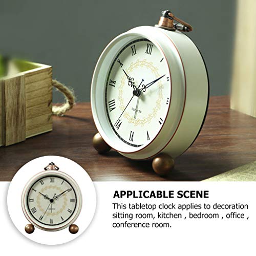 Relógio de mesa vintage IMIKEYA, relógio de mesa de metal, silencioso, sem tique-taque, decoração de