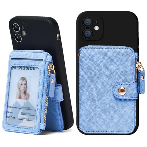 M-Plateau RFID Blocking Phone Wallet Stick on Leather, Card Holder for Phone Case Attachable Credit Card Holder (Compatible with Most Smartphones) Sky Blue by M-Plateau - Used condition - US$8.09