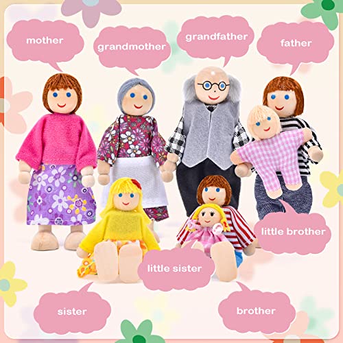 Toylink Wooden Dollhouse Furniture Set With 8 Dollhouse People Family Pets Living Room Miniature Doll House Accessories Pretend Play Dollhouse Toy For Boys Girls #TOP1