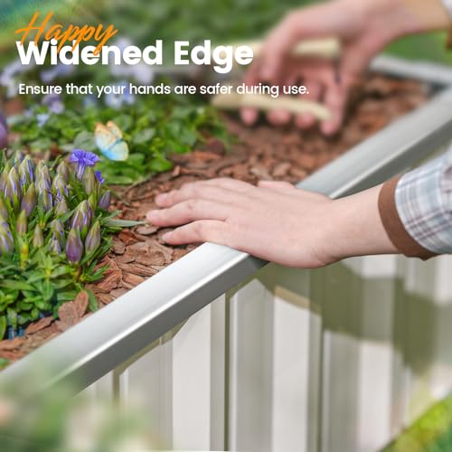 KING BIRD Galvanized Raised Garden Bed with 2 Installation Methods for DIY, 101" x 36" x 24" Heightened Planter Kit Box Outdoor for Deep-Rooted Vegetables, Flowers, Ivory by KING BIRD - Image 4
