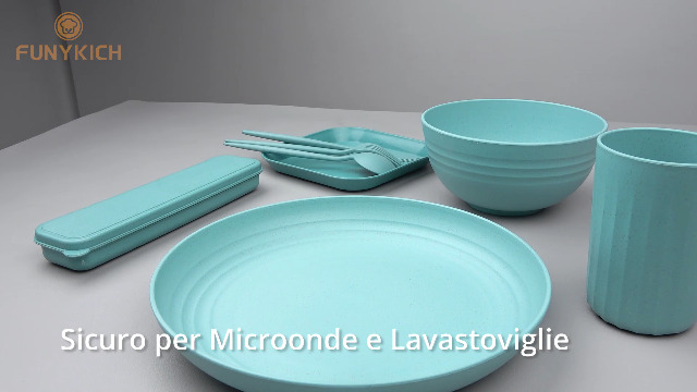 Set Stoviglie Da Campeggio 32 Pezzi Per 4 Persone - Ciotole, Posate, Tazze, Per Picnic E Feste