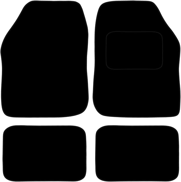 Carsio Universal Car or Van Floor Mats 4PC Set Non Slip Carpet with Black Edging