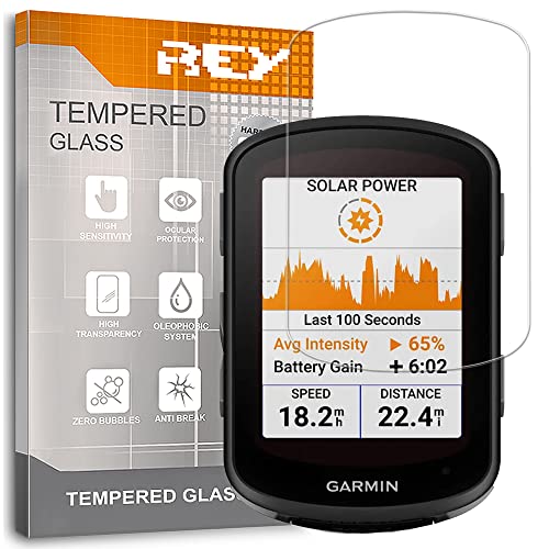 REY 3X Protector Pantalla para Garmin Edge 840 - Garmin Edge 540, Cristal Vidrio Templado Premium
