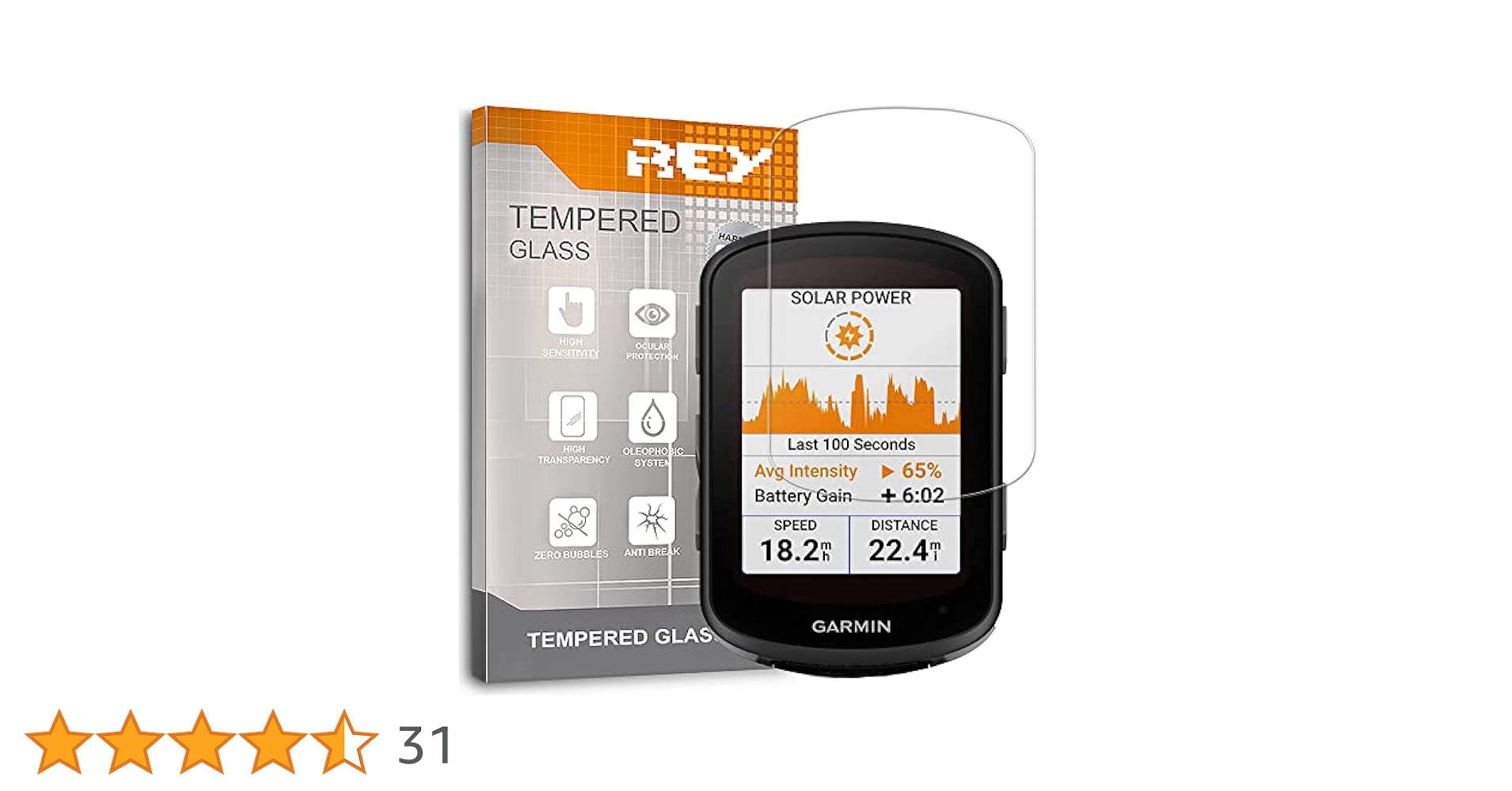 REY Vetro Temperato Premium Per Garmin Edge 840 E 540 - Protezione Schermo 9H Anti-Graffio
