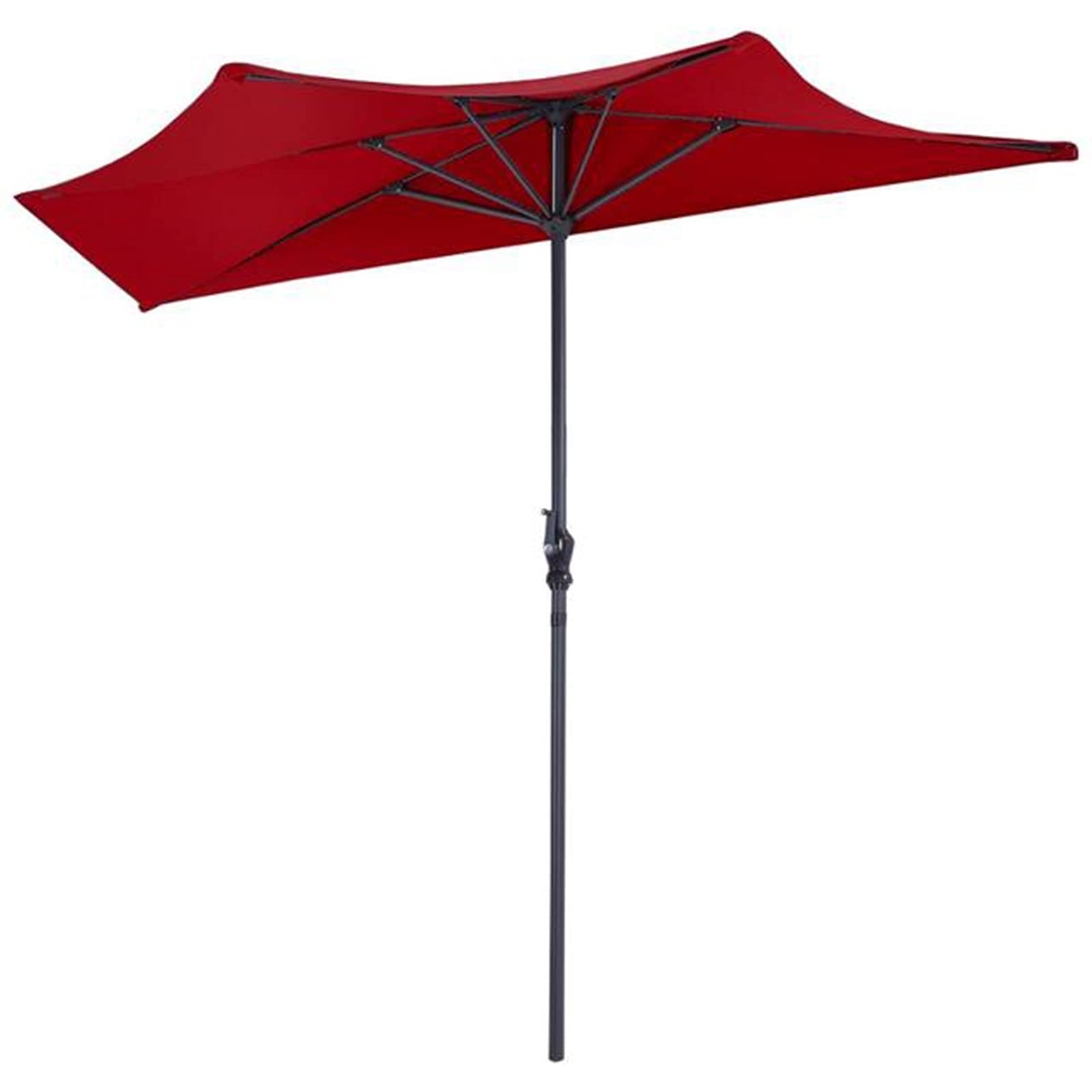 HCZKIUJY Half Round Outdoor Umbrella, 2.7m/9ft Patio Parasol Market Wall Umbrella, for Balcony Deck Garden Deck or Terrace Shade, Khaki-9ft/270cm (Red 9ft/270cm)