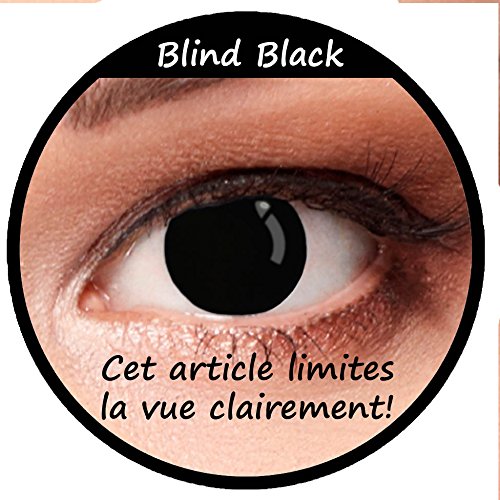 Lentilles de couleur noir sans correction pour halloween costume ou Cosplay + Récipient gratuit - „Blind Black“ Cover