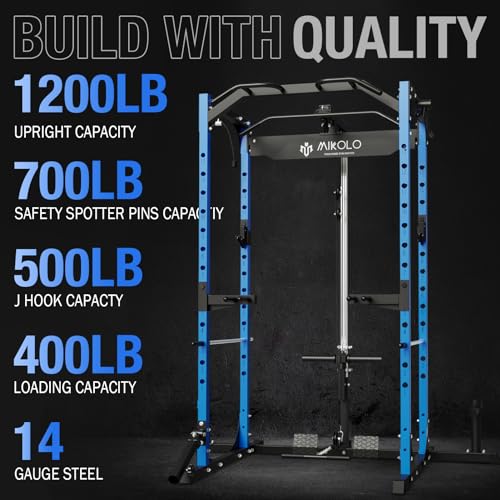 image for Mikolo Power Cage, Power Rack with LAT Pulldown, 1200 Pounds Capacity 