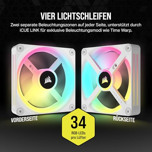 Corsair iCUE LINK QX120 RGB 120mm Magnetic Dome RGB Lüfter - Weiß – Ansicht 6
