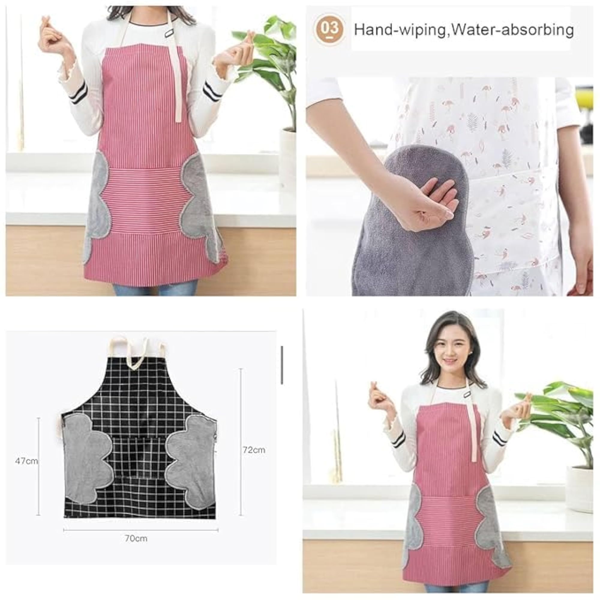 Adjustable Bib Waterproof Velvet Apron with Pockets