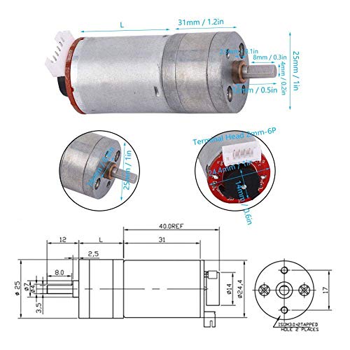 Image of DC 12V DIY Encoder Gear Motor 65mm Magnetic Gear Box with Motor Bracket Engine Wheel Kit Micro Reducer Motor Full Metal Gear Box, 333RPM Suitable for Smart Car Robot Model DIY