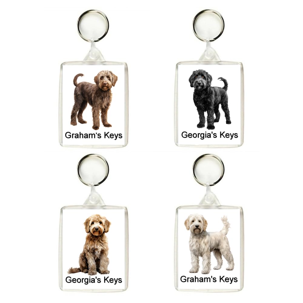 Key Expressions Unisex Multicolour Personalised Labradoodle Dog Keyring/Bag Tag - Four Designs Available