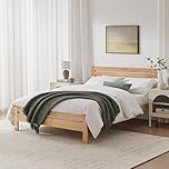 Furniturebox UK Wooden Double Bedframe - 'Declan' Solid Pine Double Bed With Natural Oak Stain Finish - Simple Timeless Scandi Inspired Wood Bed For Modern or Traditional Bedrooms