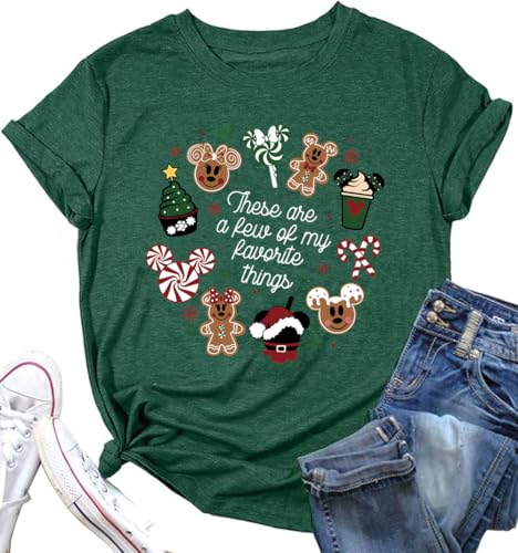 It's The Most Wonderful Time Christmas Shirts Women Santa Snowman Reindeer T-Shirts Xmas Graphic Tee Holiday Tops