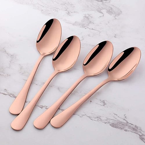 Miniatura 2 de MINGYU Juego de 12 cucharaditas de oro rosa de 6.37 pulgadas, cucharas pequeñas de acero inoxidable, cucharas de té, cucharas de café, cucharadas de