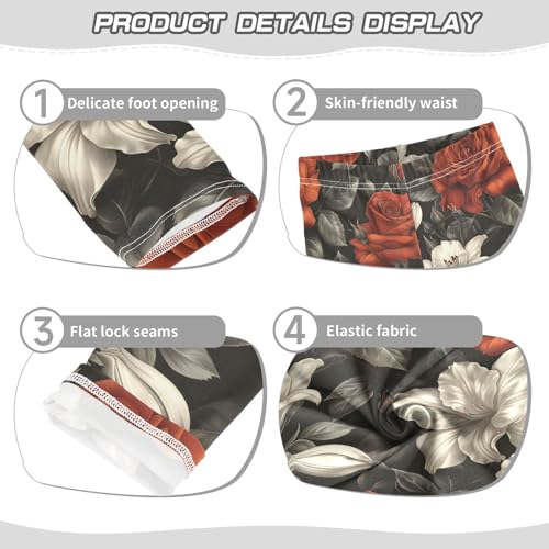 Red Rose Lily Flower Girls Leggings Ultra Soft Compression Yoga Gym Pants for Kids 4-10T3