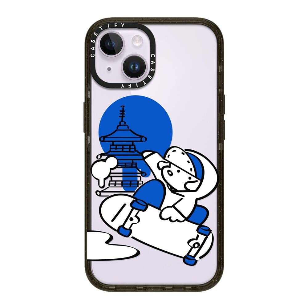 CASETiFY インパクト iPhone 14 ケース [MIL規格準拠 (4x MIL-STD-810G)/2.5mからの落下試験をクリア] - SKATER JOHN - JAPAN - グロッシー ブラック