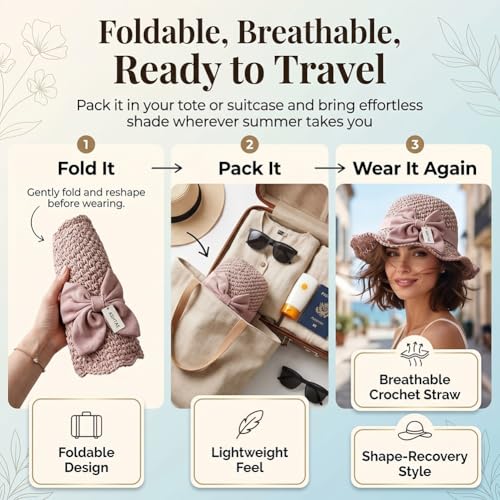 Sombrero de paja tejido elegante beige con lazo miniatura 6