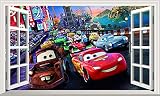 Chicbanners Autocollant Mural Cars 2 Lightning McQueen World 3D Magic Window Wall Smash V005-1000 mm de Large x 600 mm de Profondeur (Grand)