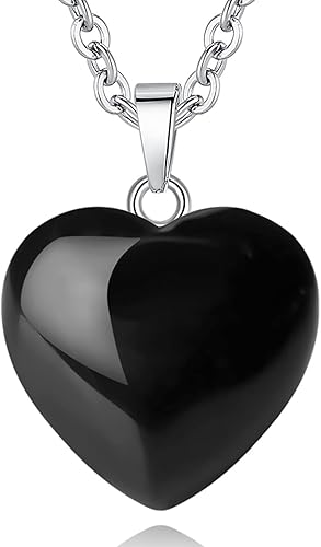 Miniatura 1 de Collar de cristal de obsidiana negra con corazón de amor de cristal real energía Reiki para mujeres regalo del día de la madre Navidad