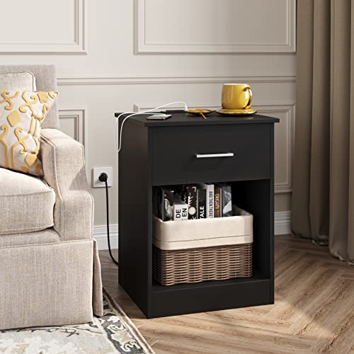 image for Reettic Nightstand with Charging Station and USB Ports & Power Outlets