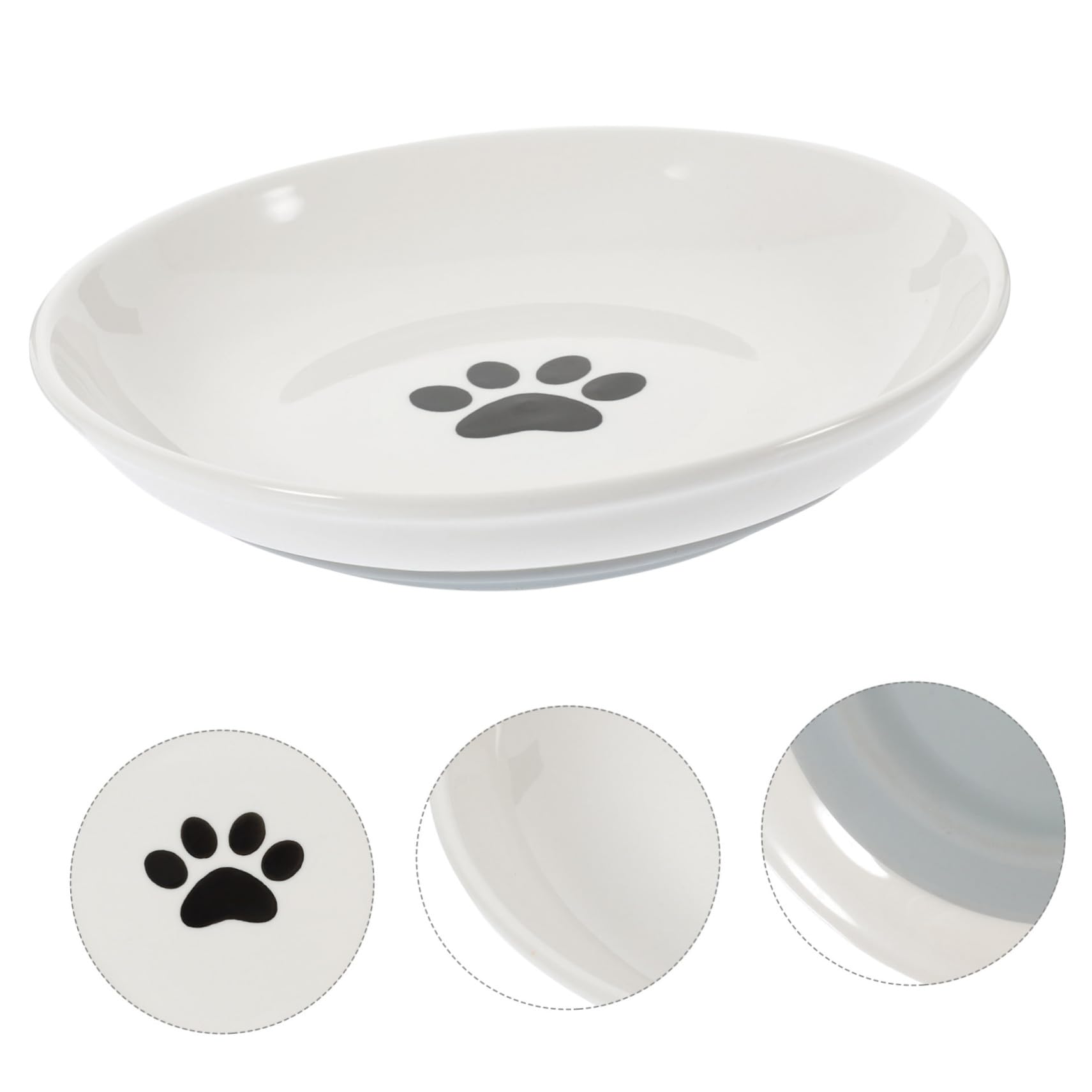 Ciotole per Gatti Piatte Antiscivolo, Set 3 Pezzi in Ceramica | Bordo Basso e Forma Ampia, per Mici Piccoli, Supporto per Pappa e Acqua
