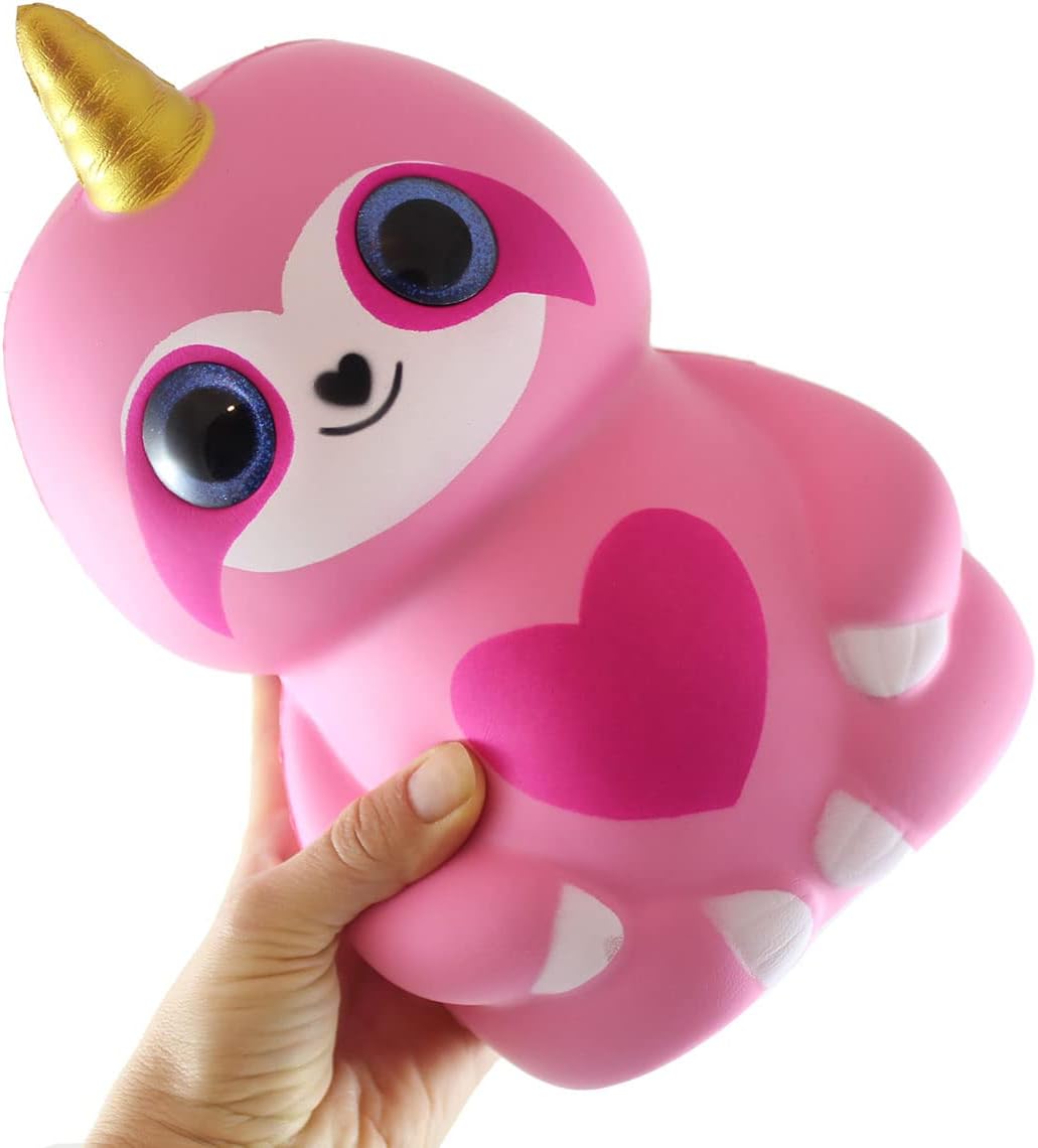 Curious Minds Busy Bags 1 Jumbo Sloth with Horn and Wings Large Animal Slow Rise Squishies Slow Rise Foam - Scented Sensory, Stress, Fidget Toy Cute (Random Color)