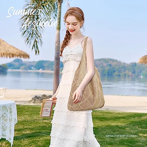 hatisan Crochet Bags for Women Summer Beach Tote Bag Aesthetic Tote Bag Hippie Bag Knit Bag