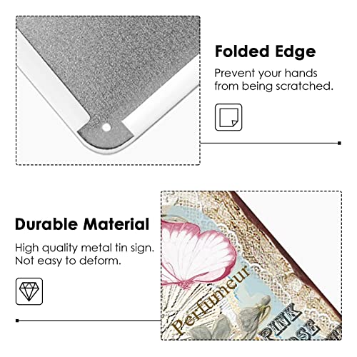 Metal Tin Sign Vintage French Country Decor French Floral Cute For Street, Garage, Farm, Bathroom, Home, Living Room, Garden, Bedroom, Office, Hotel, Cafe And Pub Wall Decor 12X8 Inches #TOP2