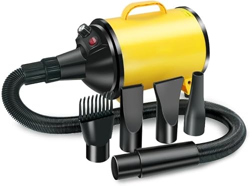 2100W Dog Dryer Stepless Speed Pet Hair Blaster Pet Water Blower 220V UK Plug(Black and Yellow)
