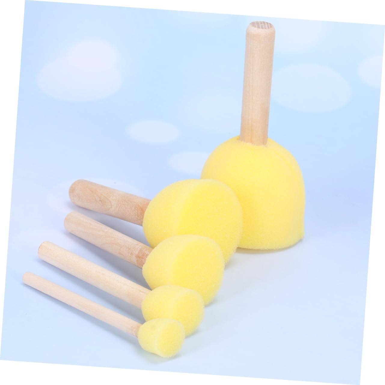 15Pcs Wooden Handle Sponge Painting Brush Set DIY Painting Accessories for Graffiti and Arts Crafts for Creative Projects and Hands Activities