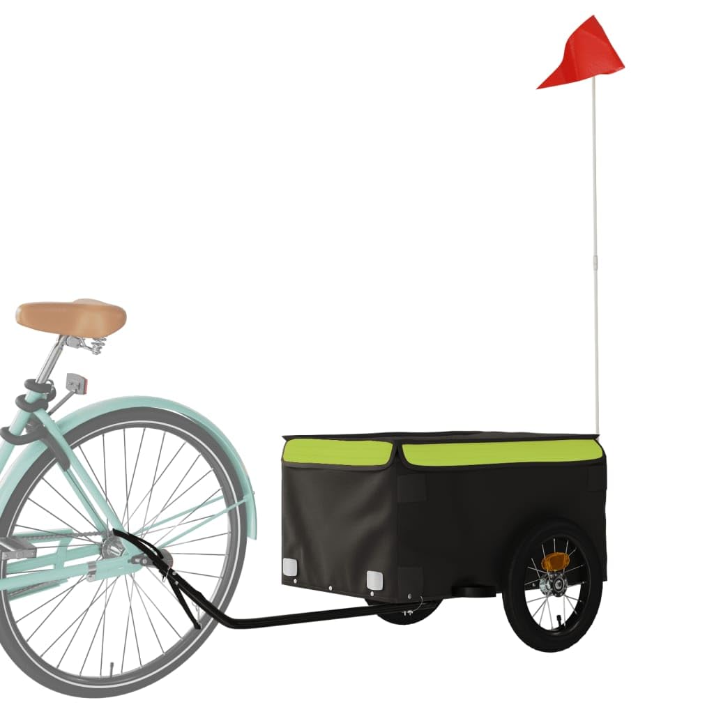 Przyczepa rowerowa, czarna i niebieska, z żelaza z tkaniny Oxford i PE, x x, nośność, dyszel, flaga bezpieczeństwa, do bagażu, na zakupy i na zewnątrz