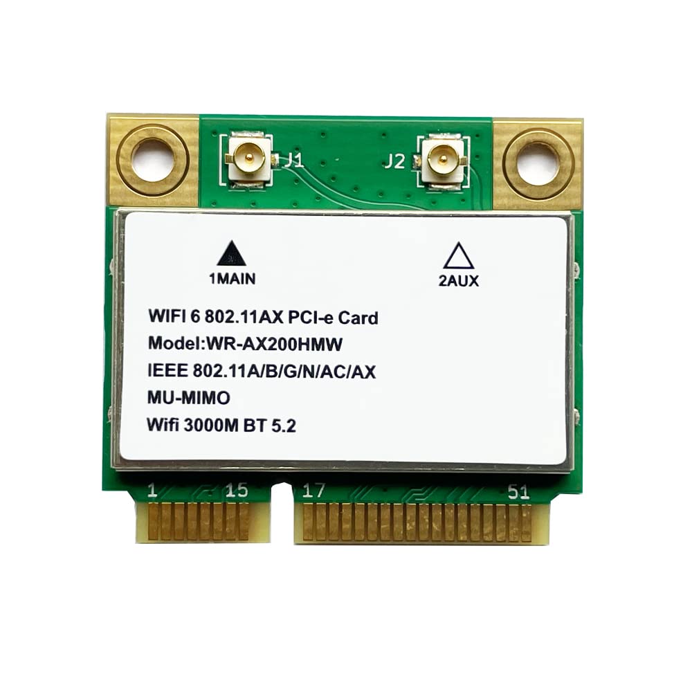 AX200HMW Carte Wi-FI AX200, Module de Carte réseau sans Fil Wi-FI 6 Mini PCIE 802.11ax 160 MHz BT 5.2 Adaptateur de Carte réseau Bluetooth Compatible pour Win10