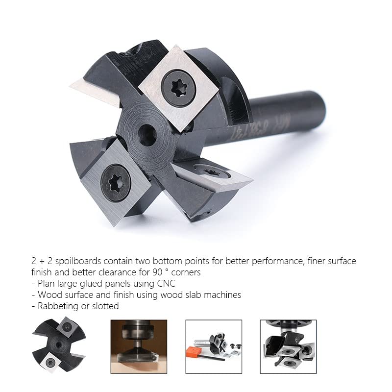 Fresa de madera, vástago de 8mm, brocas de cepillado 3T/4T, fresa de extremo frontal, broca de enrutador de superficie CNC estilo Spoilboard