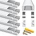 Chesbung [10Pack,1M/3.3ft] Profilo in Alluminio a Forma di U per Striscia a led, con Cover e Tappi di Chiusura laterali. Canalina di Alluminio con Cover-bianca Lattea-10M