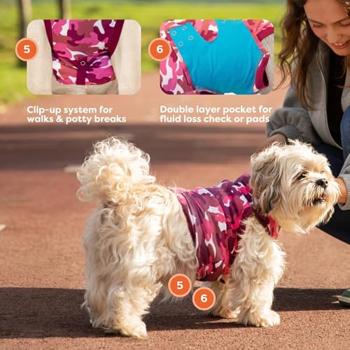 Suitical Recovery Suit Hund, S+, Rosa Camouflage